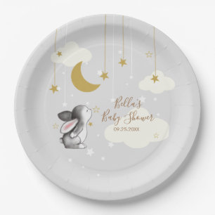 Plato De Papel Bunny Moon Star Cloud Baby Shower