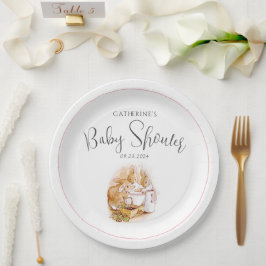 Plato De Papel Bunny Pink Chica Baby Shower