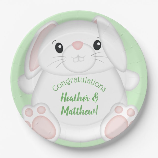 Plato De Papel Bunny Rabbit Baby Shower (Anverso)