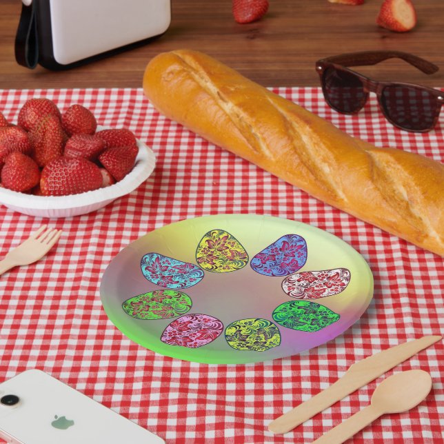 Plato De Papel Bunte Ostereier (Picnic)