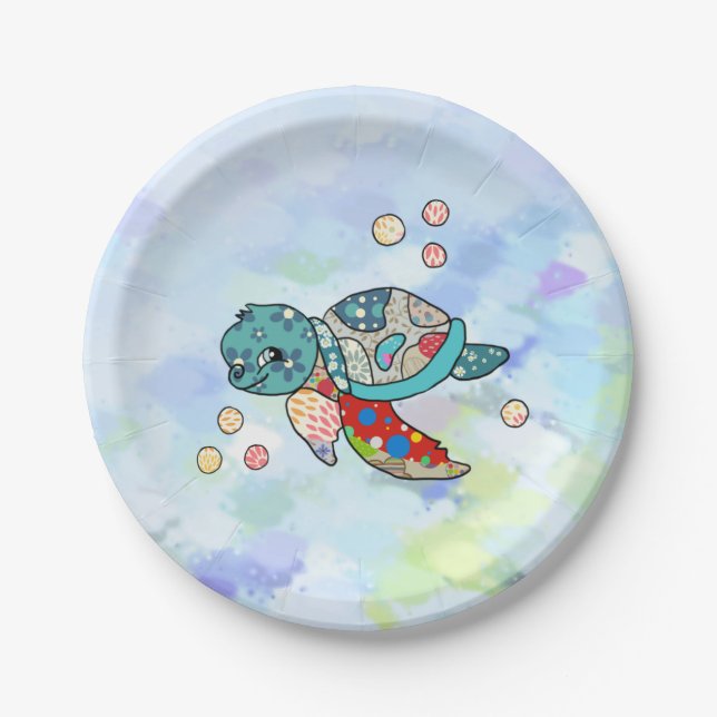 Plato De Papel bunte Wasserschildkröte  (Anverso)