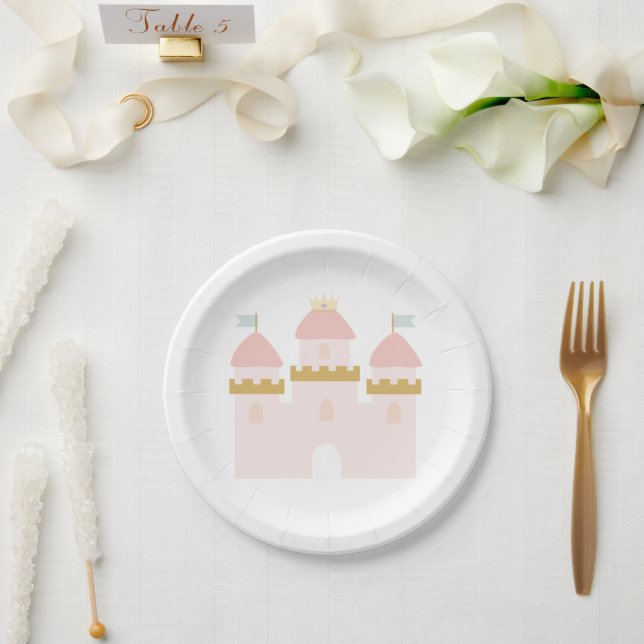 Plato De Papel Bunting de cumpleaños del castillo de Princess (Boda)