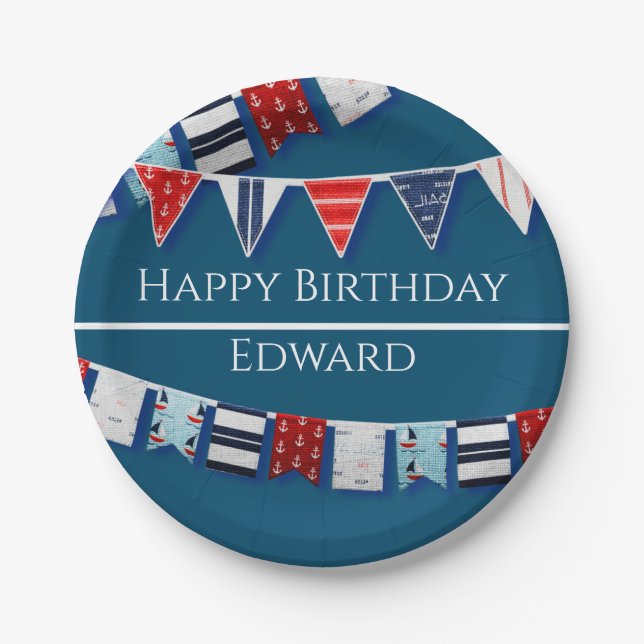Plato De Papel Bunting Nautical (Anverso)