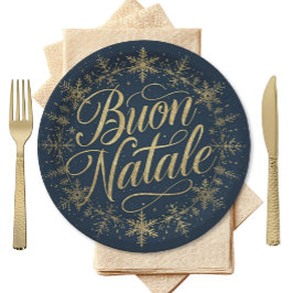 Plato De Papel Buon Natale Italian Christmas - Navy & Gold
