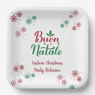 Plato De Papel Buon Natale italiano personalizado Feliz Navidad