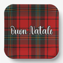 Plato De Papel Buon Natale Plaid