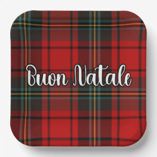 Plato De Papel Buon Natale Plaid