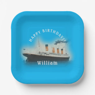 Plato De Papel Buque cuadrado de cumpleaños Titanic