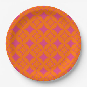Plato De Papel Buques rosa y naranja