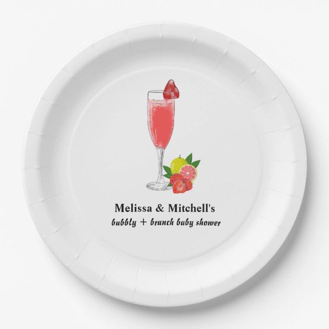 Plato De Papel burbuja + ducha de bebé de brunch (Anverso)