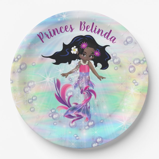 Plato De Papel Burbujas arcoiris mágicas, Baby Shower de Unicorni (Anverso)