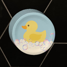 Plato De Papel Burbujas de Rubber Ducky Bubbles Baby Shower
