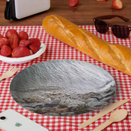 Plato De Papel Burbujas En La Playa