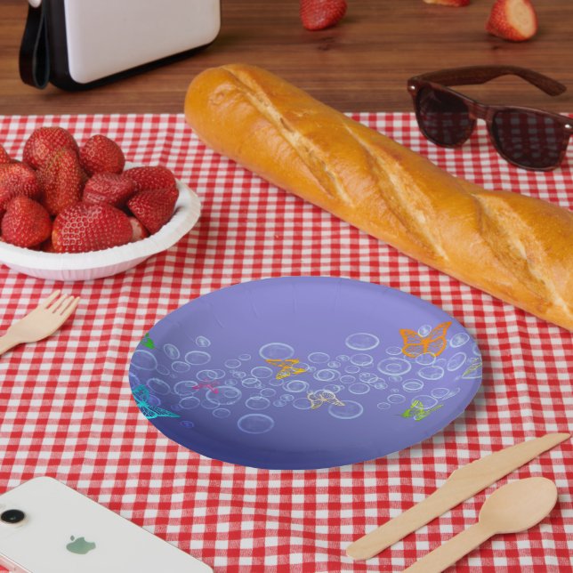 Plato De Papel Burbujas y balancines (Picnic)
