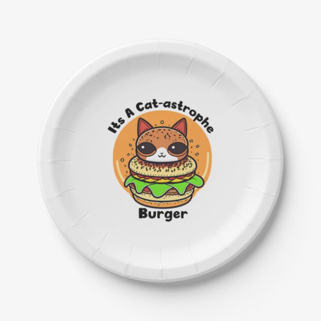 Plato De Papel Burger de gatos 1 (Anverso)