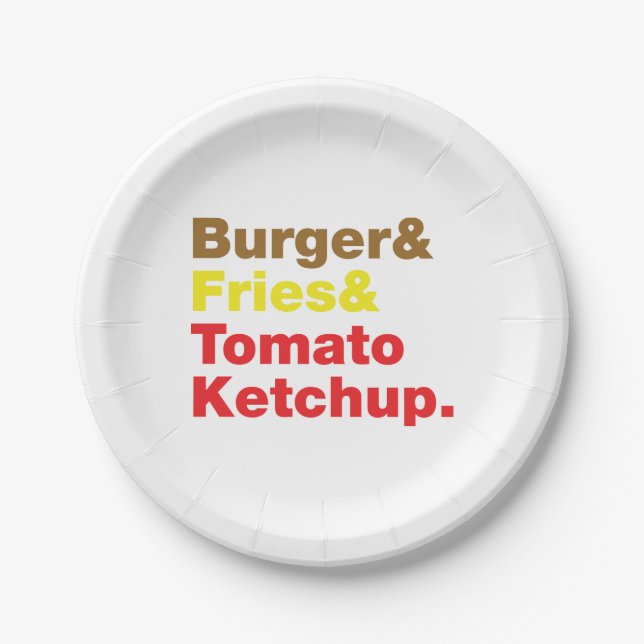 Plato De Papel Burger & Fries & Tomate Ketchup. (Anverso)