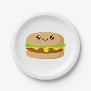Plato De Papel Burger Kawaii