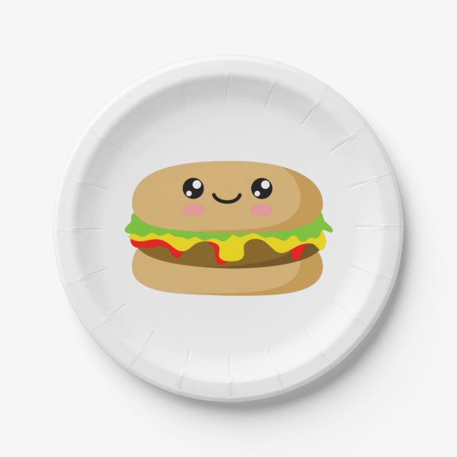 Plato De Papel Burger Kawaii (Anverso)