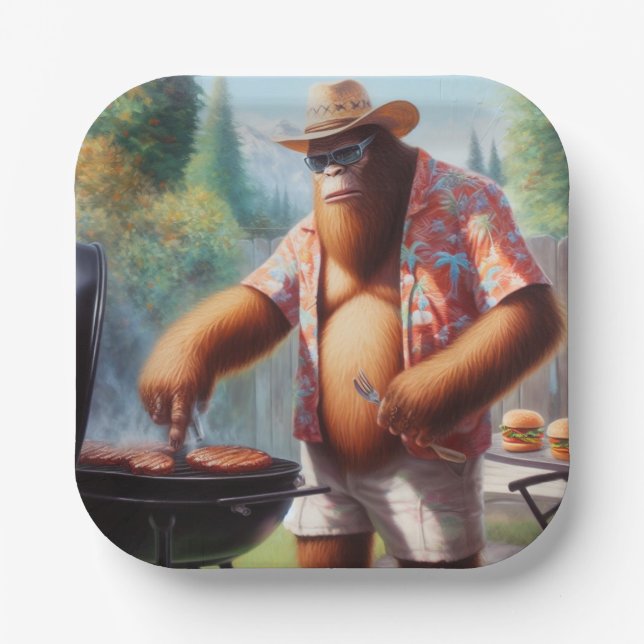 Plato De Papel Burgueses de parrilladas de pies gigantes (Anverso)