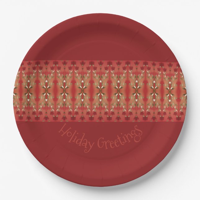 Plato De Papel Burgundy con verde oscuro (Anverso)