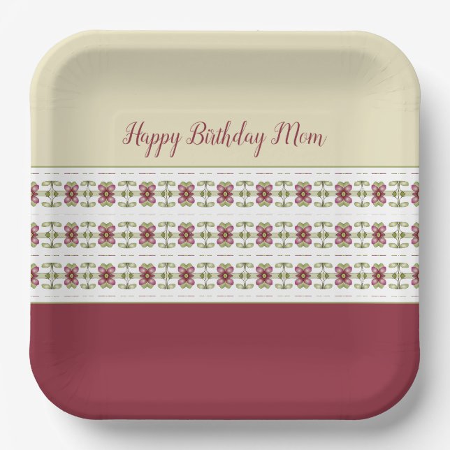 Plato De Papel Burgundy y crema (Anverso)