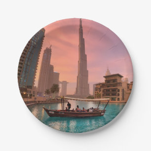 Plato De Papel Burj Khalifa Bote Lake Cityscape