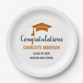 Plato De Papel Burnt Orange Congrats Graduation
