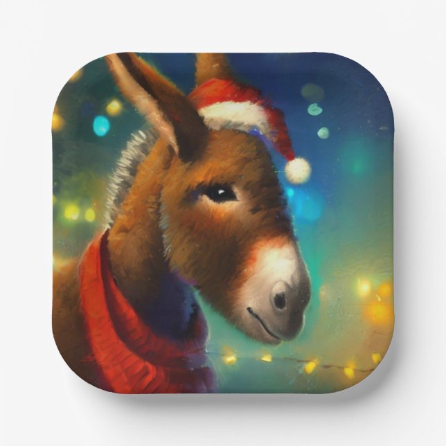 Plato De Papel Burro de Navidad 3 (Anverso)
