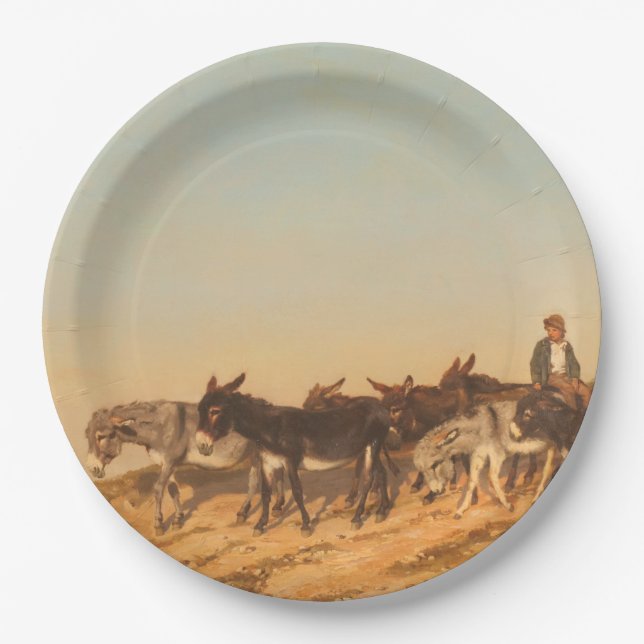Plato De Papel Burros en el sur de Francia (por Eugène Burnand) (Anverso)