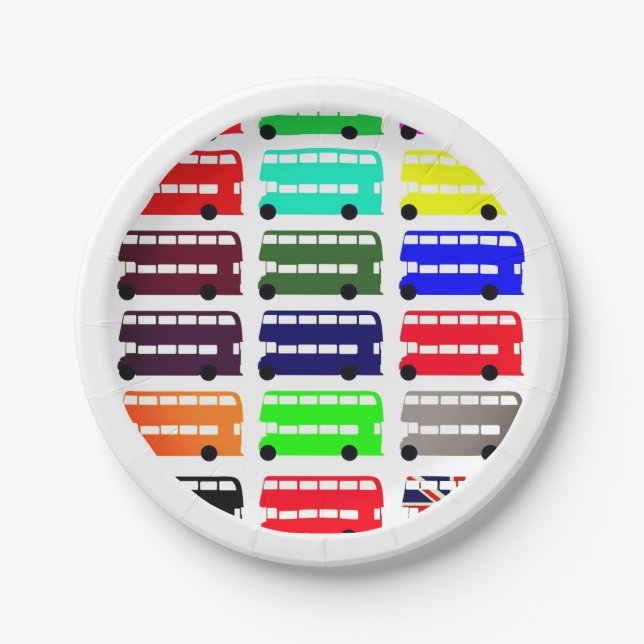 Plato De Papel Bus Doble Decker - Londres, Inglaterra (Fiesta) (Anverso)