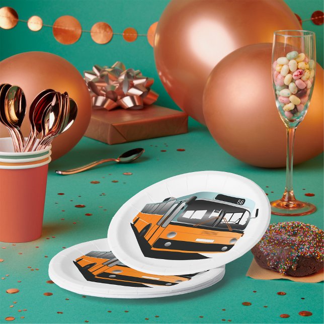 Plato De Papel Bus naranja (Subido por el creador)