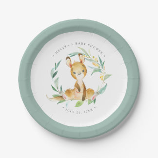 Plato De Papel Bush Baby Kangaroo Baby Shower Paper Plate