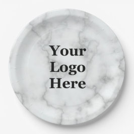 Plato De Papel Business Your Logo Here Faux White Marble