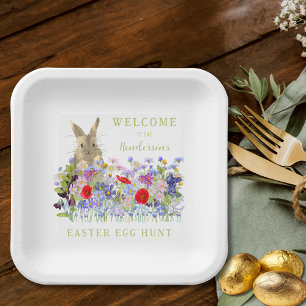 Plato De Papel Búsqueda de huevos de Pascua personalizados Coneji