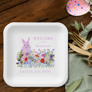 Plato De Papel Búsqueda de huevos de Pascua personalizados Conejo