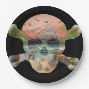 PLATO DE PAPEL BÚSQUEDA DEL TESORO DE LOS PIRATAS