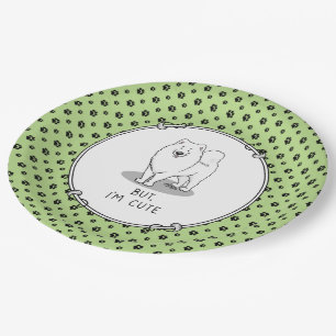 Plato De Papel But I'm Cute Samoyed Dog Funny Sammie