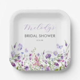 Plato De Papel Butfly Wildflower Bridal Shower