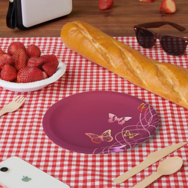 Plato De Papel Butteflies (Picnic)