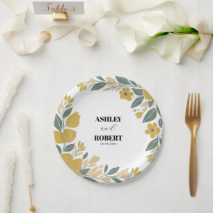 Plato De Papel Buttercup Boda amarillo-moderno floral