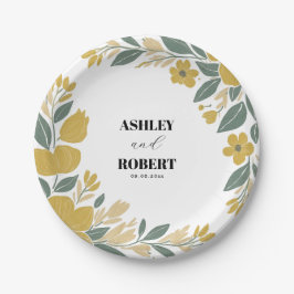 Plato De Papel Buttercup Boda amarillo-moderno floral