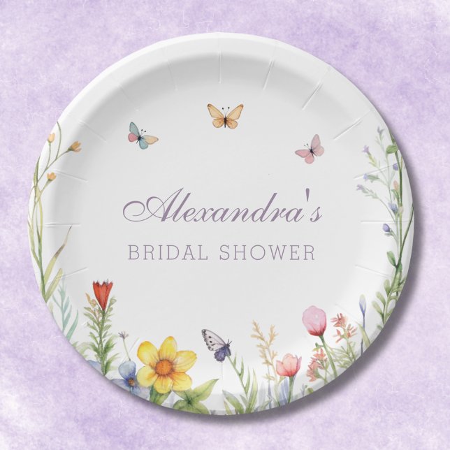 Plato De Papel Butterflies Boho Floral Bridal Shower (Subido por el creador)