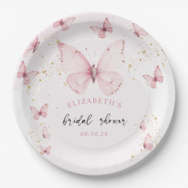 Plato De Papel Butterflies Pink Gold Bridal