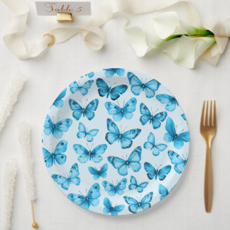 Plato De Papel Butterflies Watercolor Bday Bridal Baby Shower