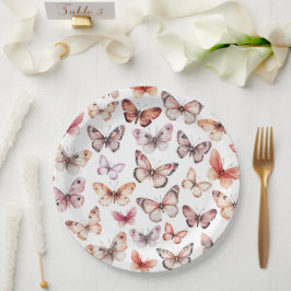 Plato De Papel Butterflies Watercolor Bday Bridal Baby Shower