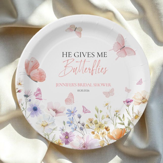 Plato De Papel Butterflies Wildflower Bridal Shower (Subido por el creador)