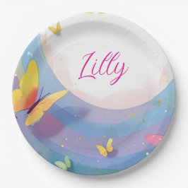 Plato De Papel "Butterfly Baby Girl Paper Plate