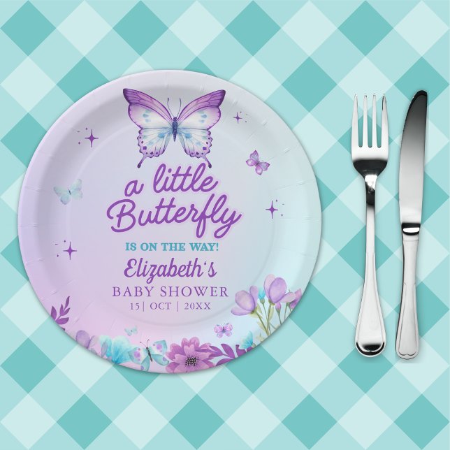 Plato De Papel Butterfly Baby Shower Girl | Pink & Lavender flora (Subido por el creador)