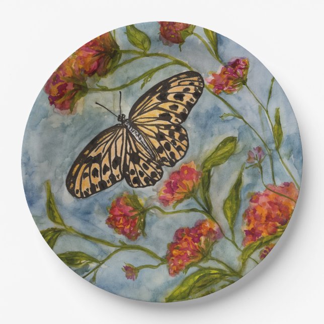 Plato De Papel Butterfly Birthday Paper Plates (Anverso)