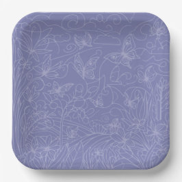 Plato De Papel Butterfly Garden Blue